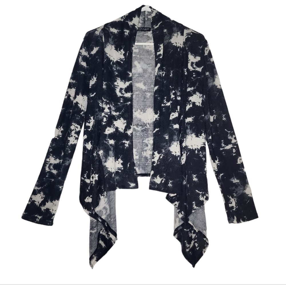 About A Girl Tie Dye Drape Front Cardigan Sz L